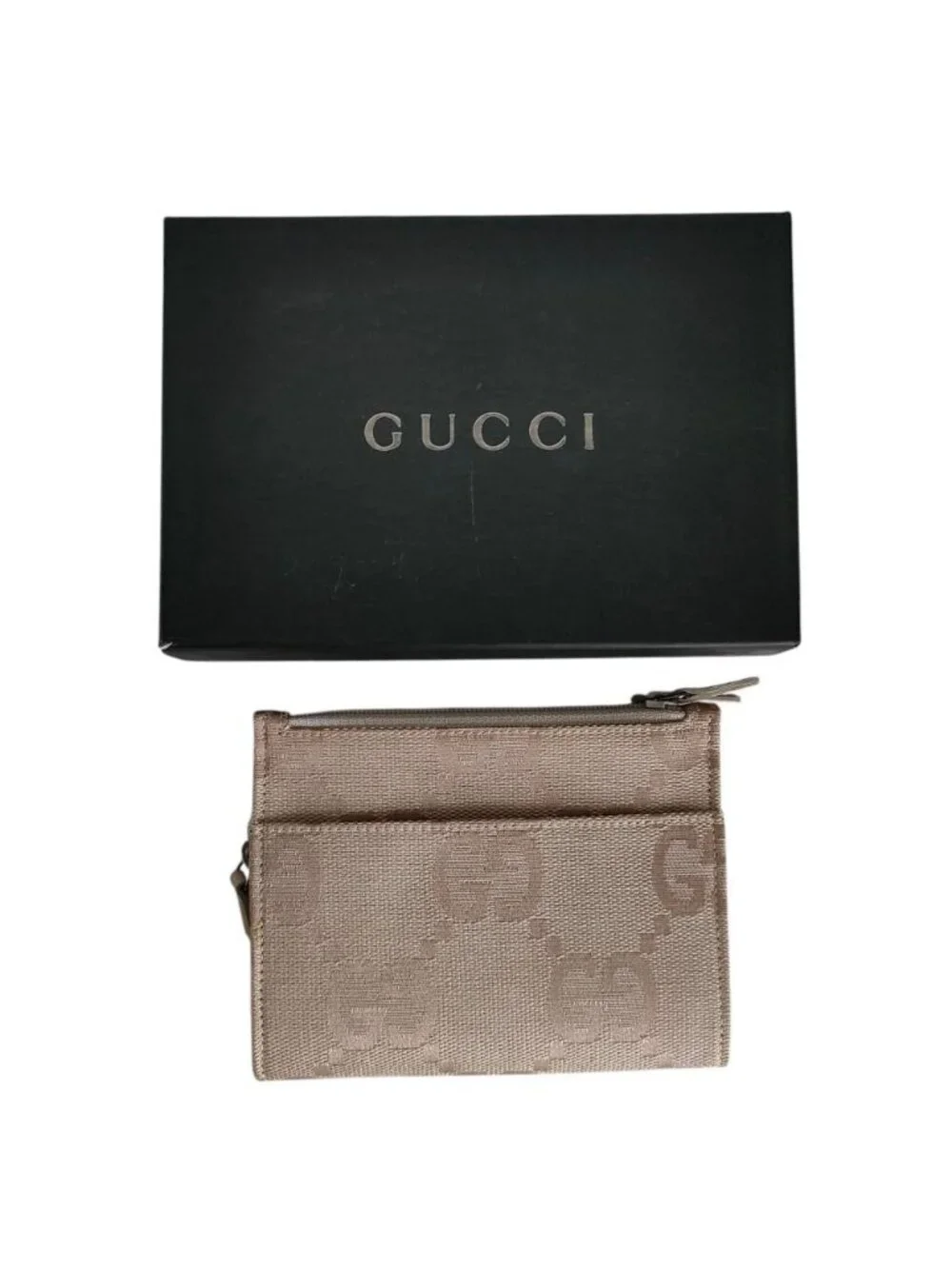Gucci GG Canvas Coin Card Case Wallet Purse 030 Beige